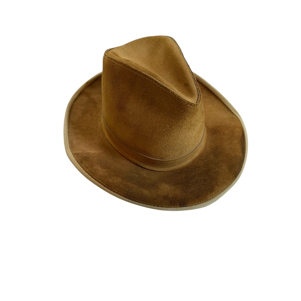 Brown‎ Suede Cowboy Western Hat Fedora Style Crown Band